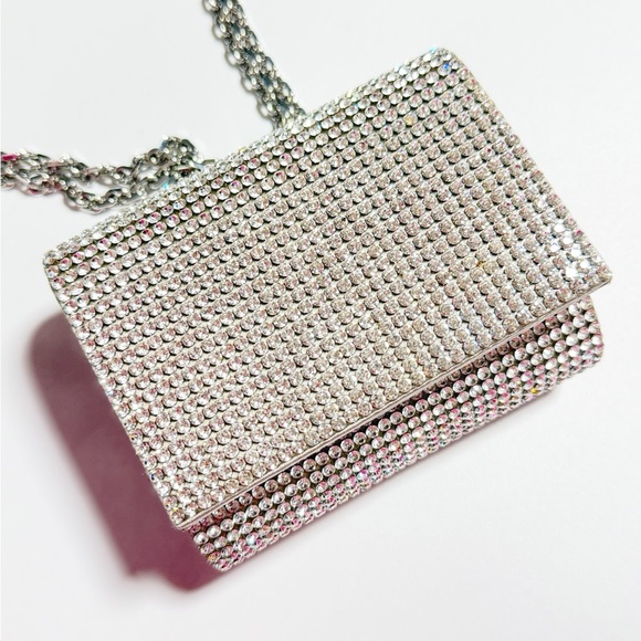 Judith Leiber Couture Micro Fizzy Beaded Clutch Evening Bag - Satin Minaudiere - Picture 7 of 15